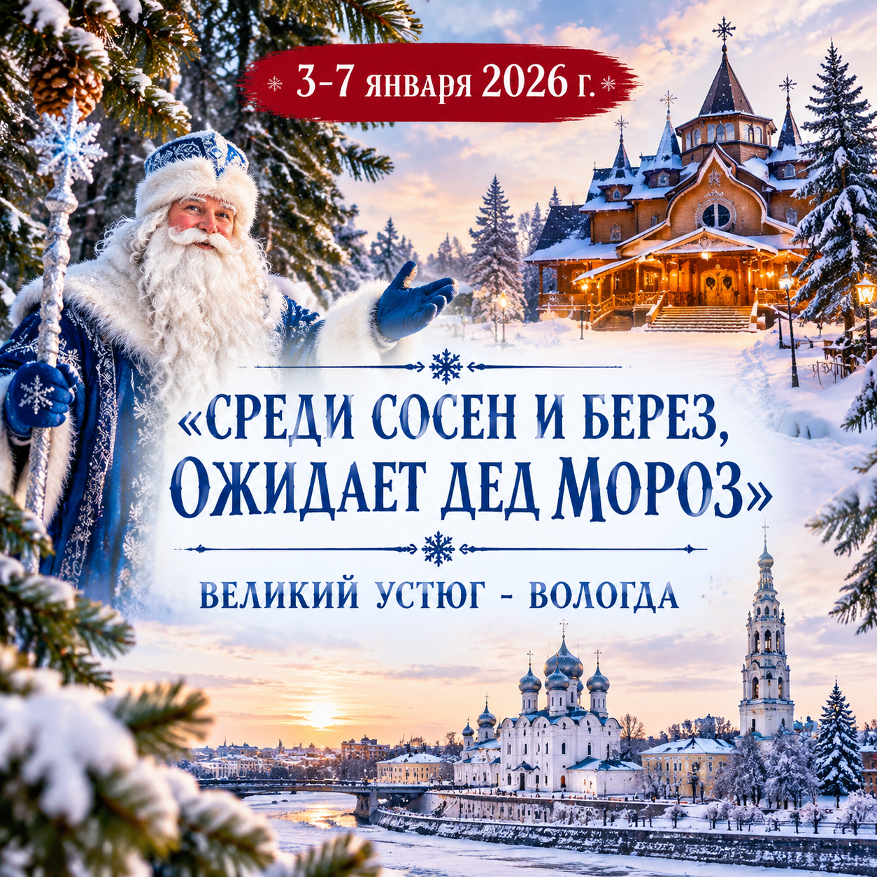 «Среди сосен и берез, ожидает Дед Мороз».  Великий Устюг